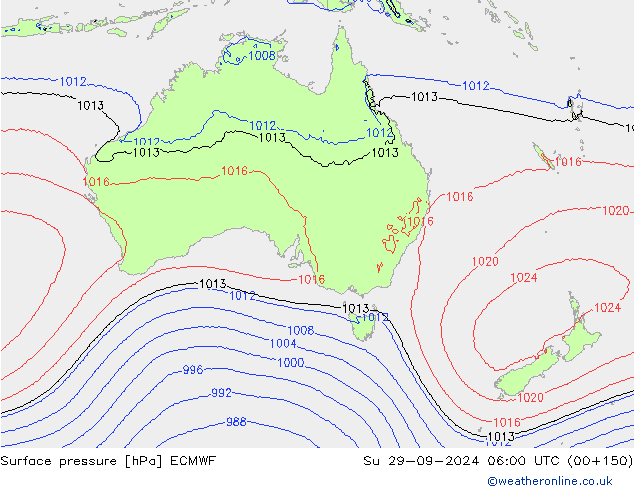 pressão do solo ECMWF Dom 29.09.2024 06 UTC