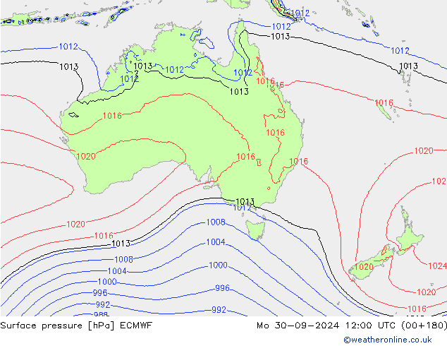 Atmosférický tlak ECMWF Po 30.09.2024 12 UTC