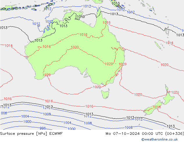 Surface pressure ECMWF Mo 07.10.2024 00 UTC