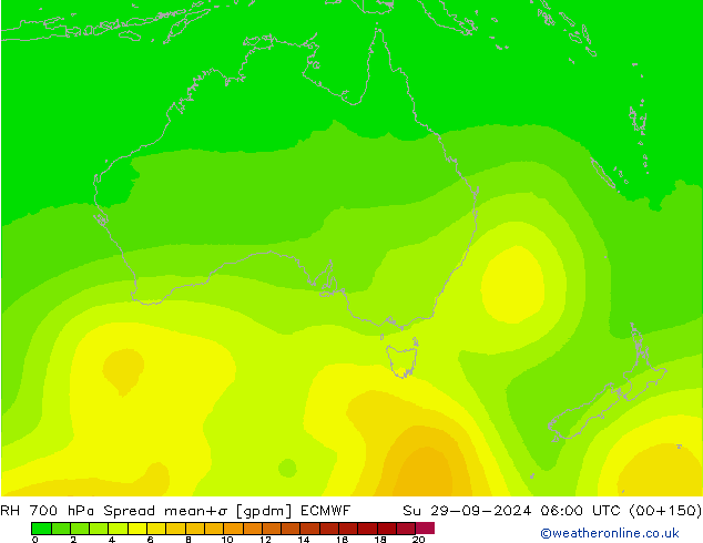 RH 700 hPa Spread ECMWF Su 29.09.2024 06 UTC