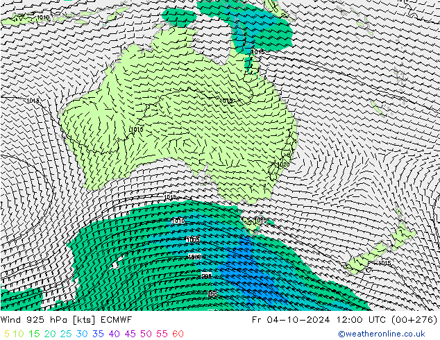 Vent 925 hPa ECMWF ven 04.10.2024 12 UTC