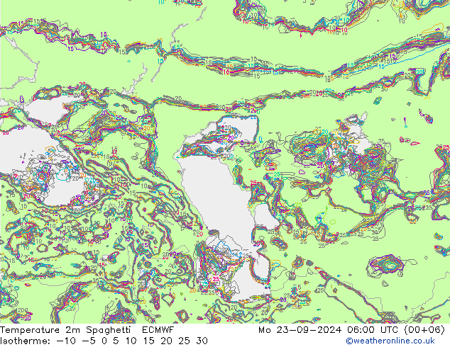 température 2m Spaghetti ECMWF lun 23.09.2024 06 UTC