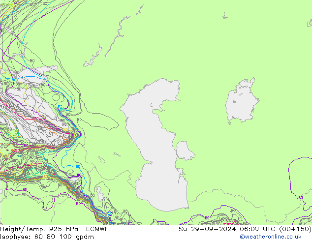 Height/Temp. 925 hPa ECMWF Su 29.09.2024 06 UTC