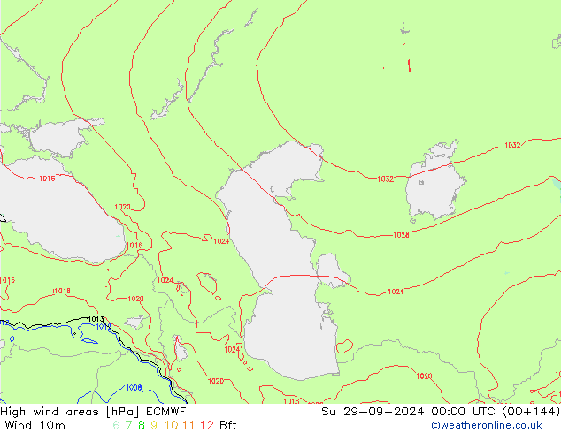 High wind areas ECMWF Su 29.09.2024 00 UTC