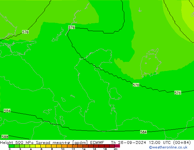 Height 500 hPa Spread ECMWF  26.09.2024 12 UTC