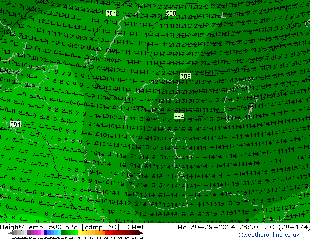 Height/Temp. 500 hPa ECMWF  30.09.2024 06 UTC