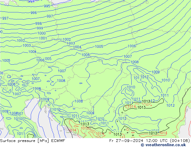 pression de l'air ECMWF ven 27.09.2024 12 UTC