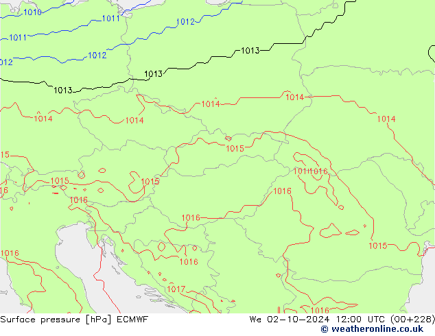 Surface pressure ECMWF We 02.10.2024 12 UTC