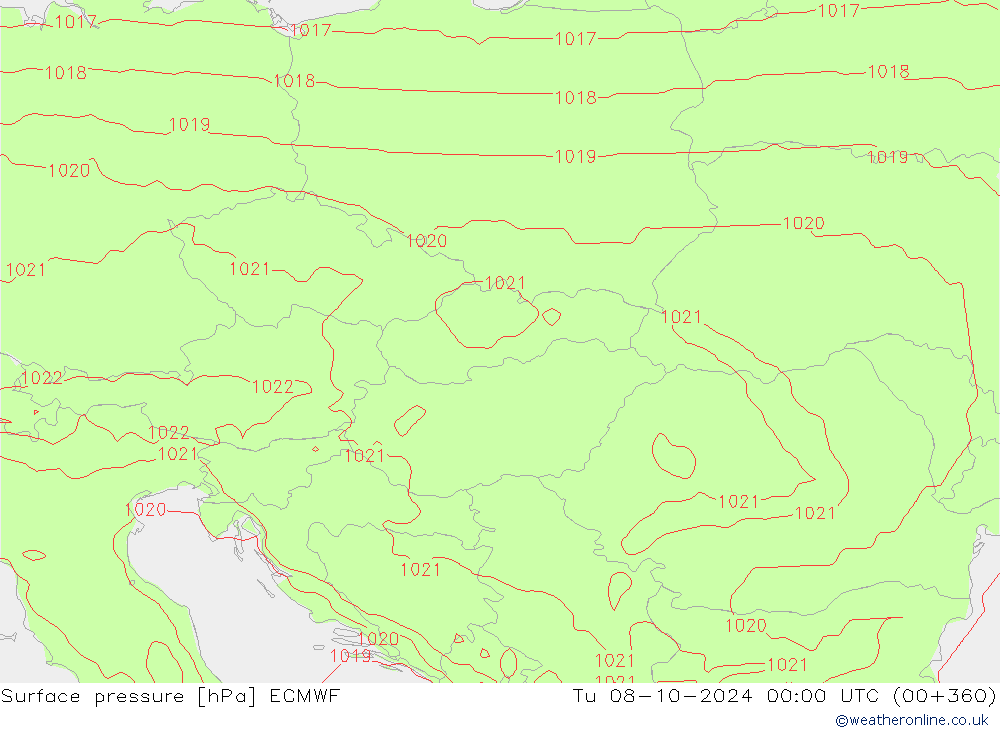 pression de l'air ECMWF mar 08.10.2024 00 UTC