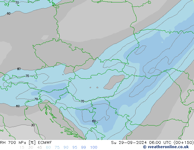 RH 700 hPa ECMWF So 29.09.2024 06 UTC