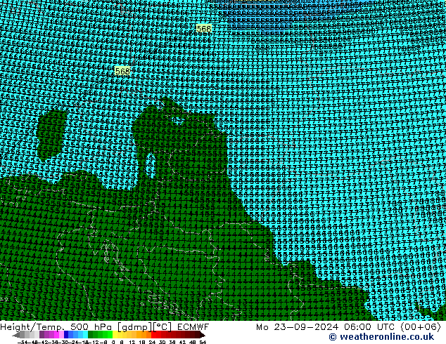 Height/Temp. 500 hPa ECMWF Mo 23.09.2024 06 UTC