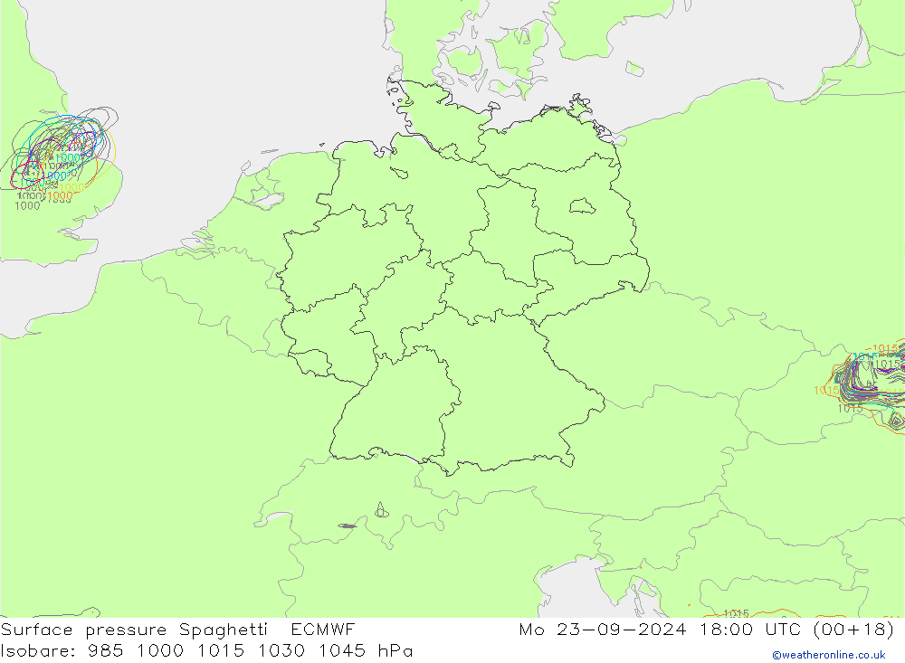 Surface pressure Spaghetti ECMWF Mo 23.09.2024 18 UTC