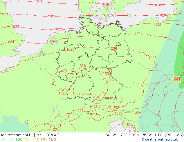 Straalstroom/SLP ECMWF zo 29.09.2024 06 UTC