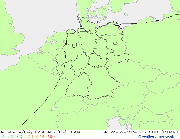 Prąd strumieniowy ECMWF pon. 23.09.2024 06 UTC