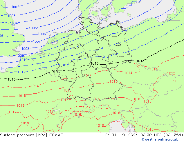 Yer basıncı ECMWF Cu 04.10.2024 00 UTC