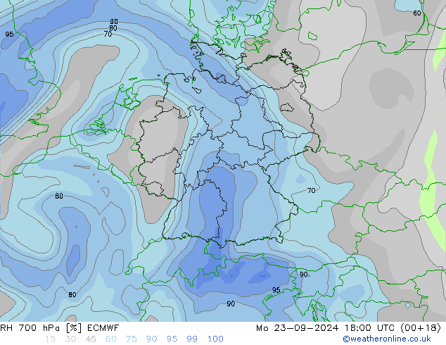 700 hPa Nispi Nem ECMWF Pzt 23.09.2024 18 UTC