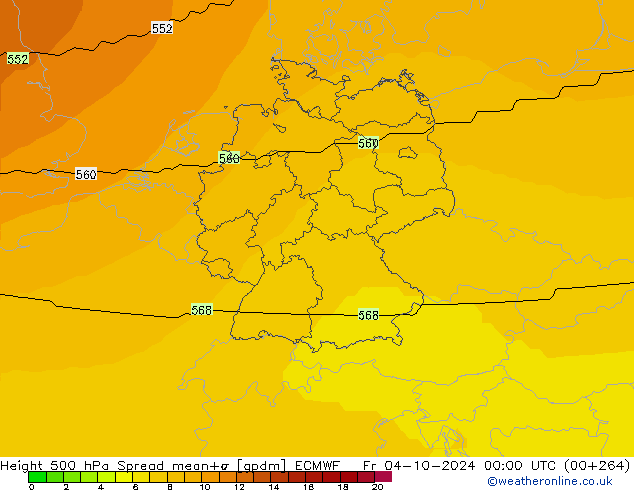 500 hPa Yüksekliği Spread ECMWF Cu 04.10.2024 00 UTC