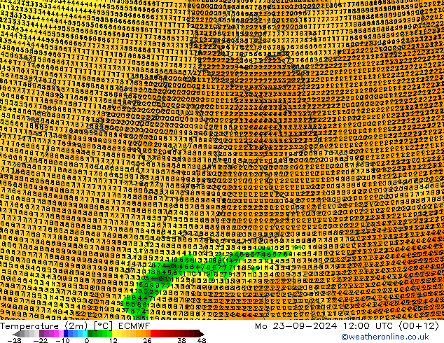 température (2m) ECMWF lun 23.09.2024 12 UTC