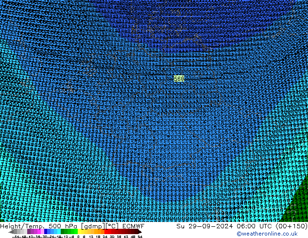 Hoogte/Temp. 500 hPa ECMWF zo 29.09.2024 06 UTC