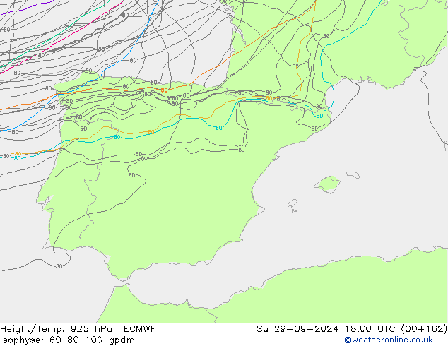 Height/Temp. 925 hPa ECMWF Su 29.09.2024 18 UTC