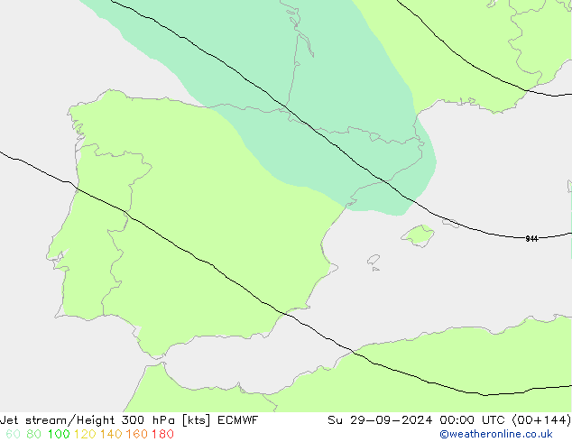 Jet stream ECMWF Dom 29.09.2024 00 UTC