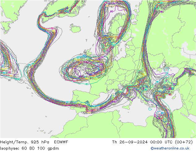 Hoogte/Temp. 925 hPa ECMWF do 26.09.2024 00 UTC