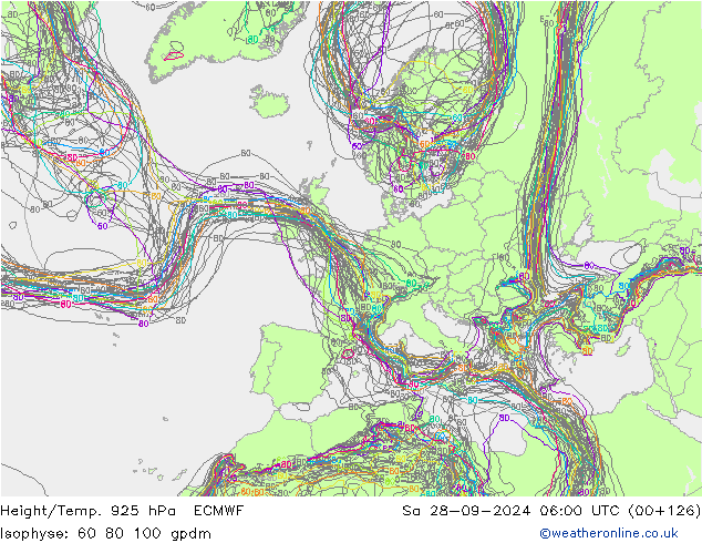 Height/Temp. 925 hPa ECMWF sab 28.09.2024 06 UTC