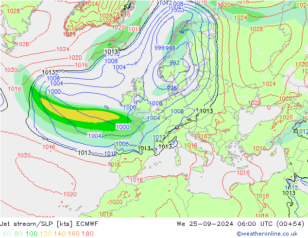 Jet stream/SLP ECMWF St 25.09.2024 06 UTC