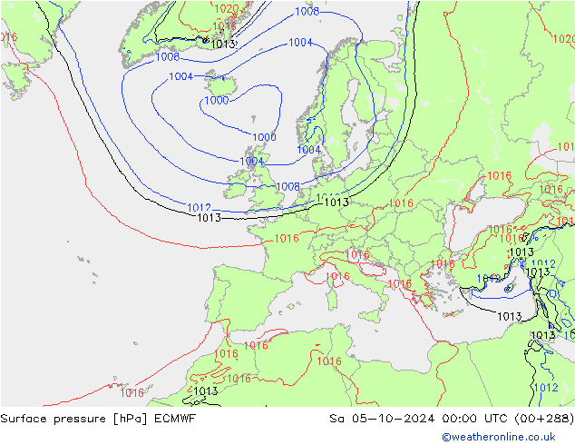 ciśnienie ECMWF so. 05.10.2024 00 UTC