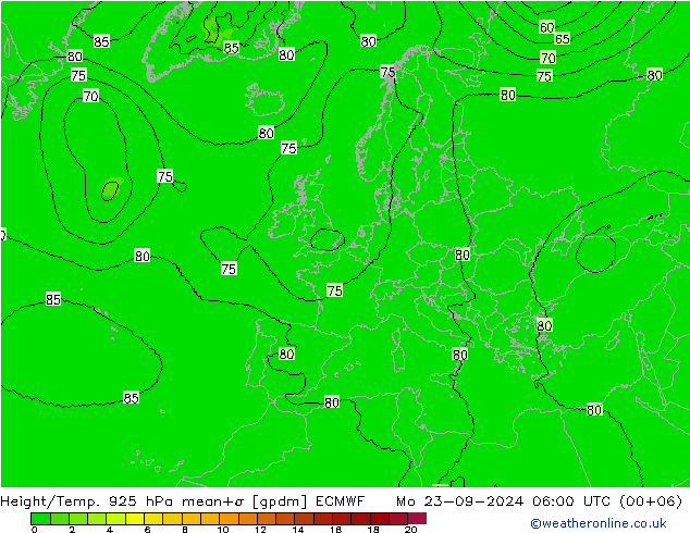 Height/Temp. 925 hPa ECMWF 星期一 23.09.2024 06 UTC