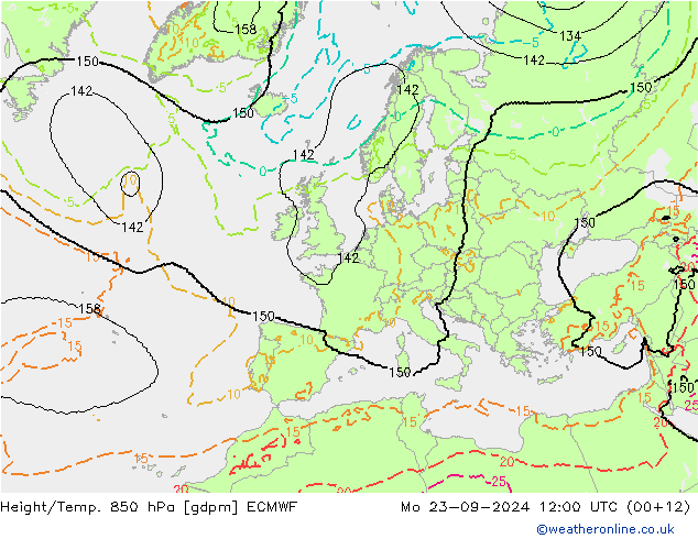 Height/Temp. 850 гПа ECMWF пн 23.09.2024 12 UTC