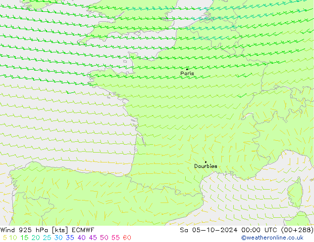 Wind 925 hPa ECMWF Sa 05.10.2024 00 UTC