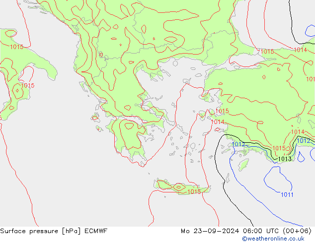 pressão do solo ECMWF Seg 23.09.2024 06 UTC