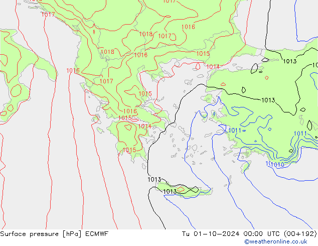 Yer basıncı ECMWF Sa 01.10.2024 00 UTC