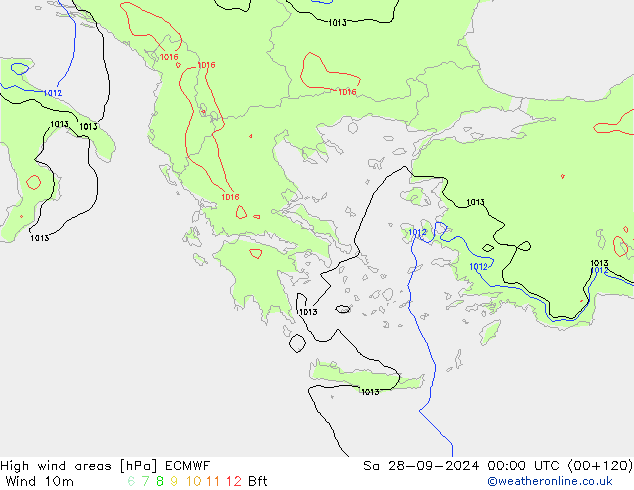 High wind areas ECMWF Sa 28.09.2024 00 UTC