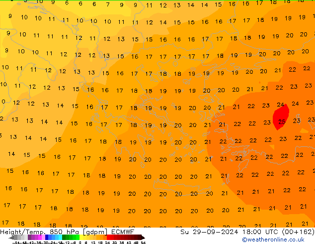 Yükseklik/Sıc. 850 hPa ECMWF Paz 29.09.2024 18 UTC