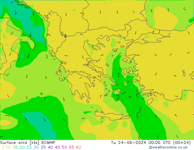 Vent 10 m ECMWF mar 24.09.2024 00 UTC