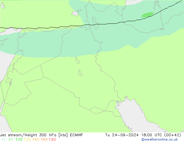 Jet stream/Height 300 hPa ECMWF Tu 24.09.2024 18 UTC