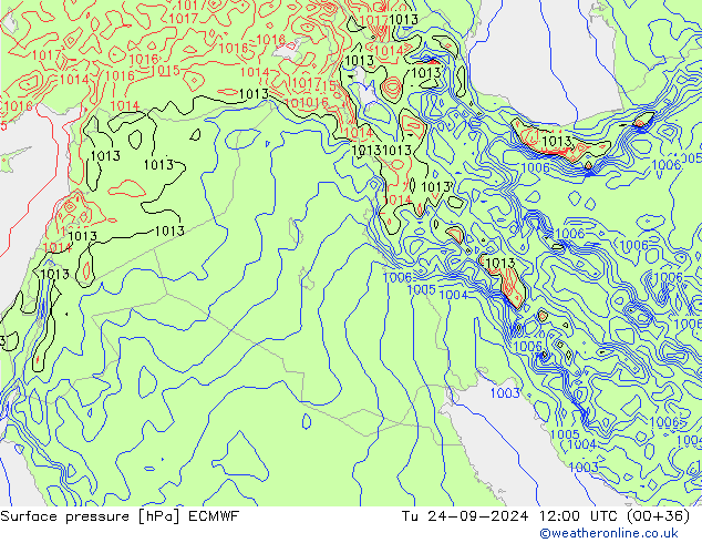 Presión superficial ECMWF mar 24.09.2024 12 UTC