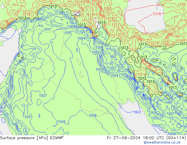 Luchtdruk (Grond) ECMWF vr 27.09.2024 18 UTC