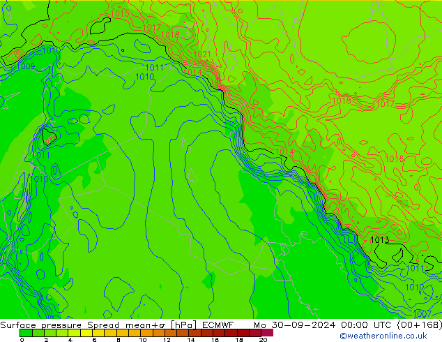 pression de l'air Spread ECMWF lun 30.09.2024 00 UTC