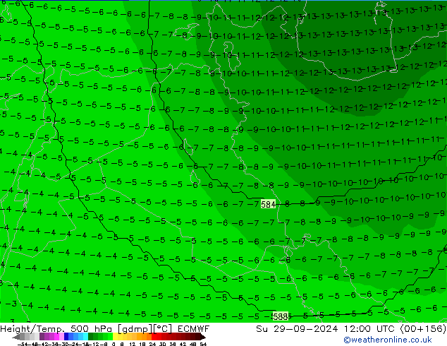 Height/Temp. 500 hPa ECMWF  29.09.2024 12 UTC