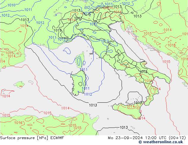 Surface pressure ECMWF Mo 23.09.2024 12 UTC