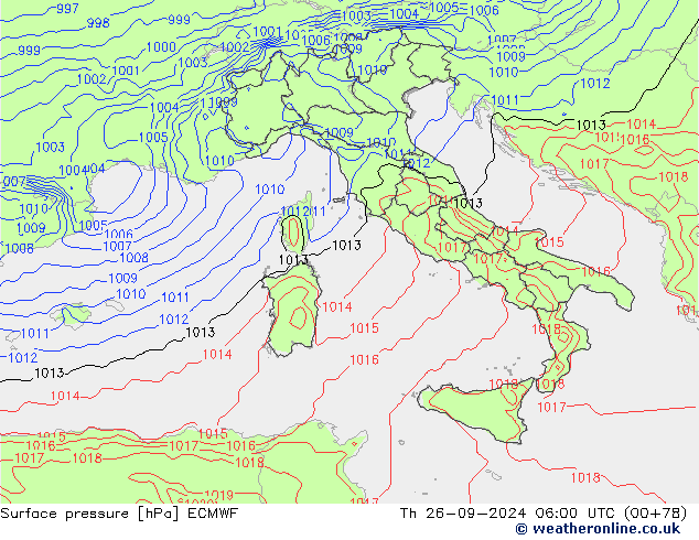 Yer basıncı ECMWF Per 26.09.2024 06 UTC