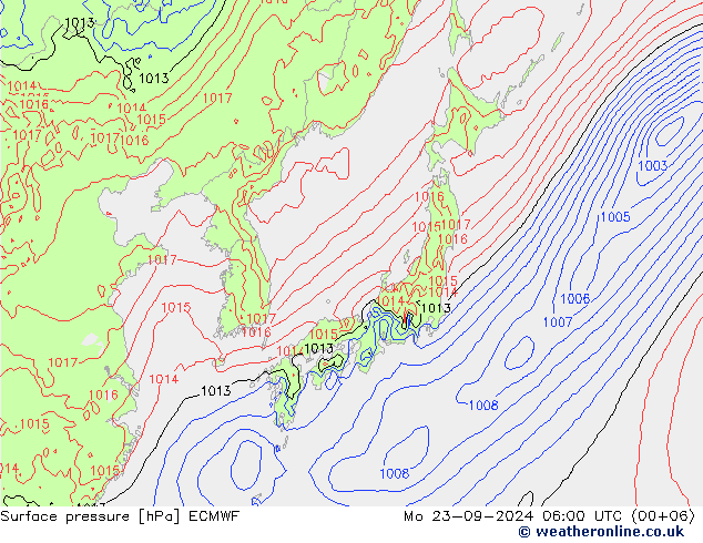 Surface pressure ECMWF Mo 23.09.2024 06 UTC