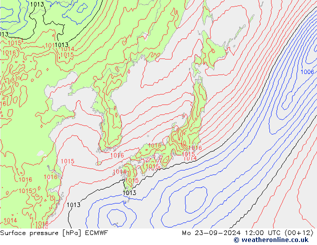 Luchtdruk (Grond) ECMWF ma 23.09.2024 12 UTC