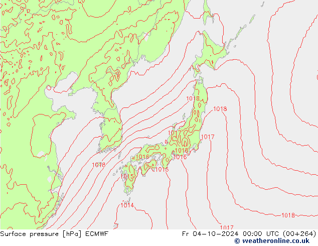 pressão do solo ECMWF Sex 04.10.2024 00 UTC