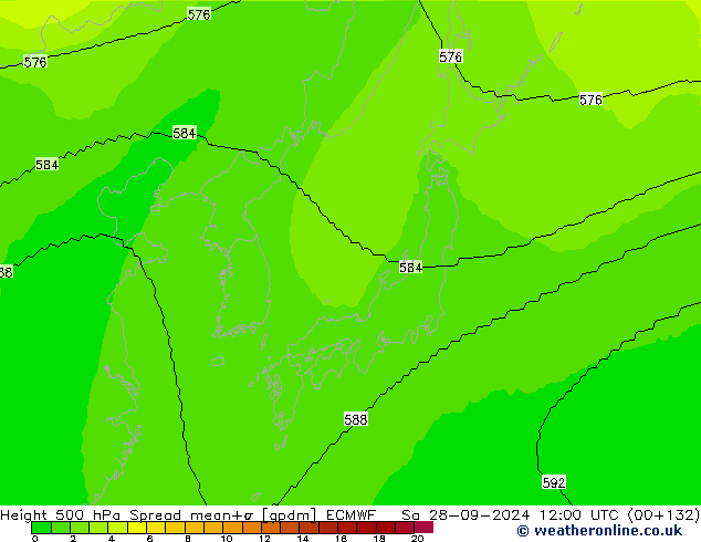 Height 500 hPa Spread ECMWF Sa 28.09.2024 12 UTC