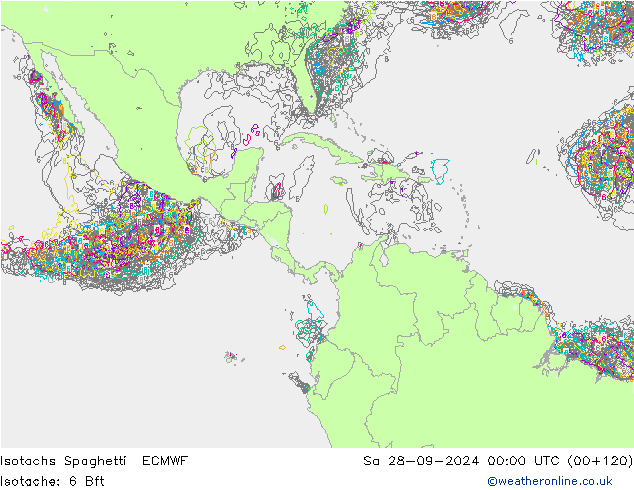 Isotachen Spaghetti ECMWF Sa 28.09.2024 00 UTC