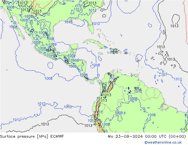 Surface pressure ECMWF Mo 23.09.2024 00 UTC